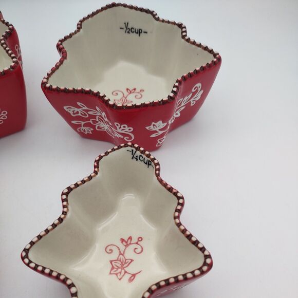 Temp-tations Floral Lace Red Tree Shaped Nesting Measuring Cups Set - Picture 5 of 8